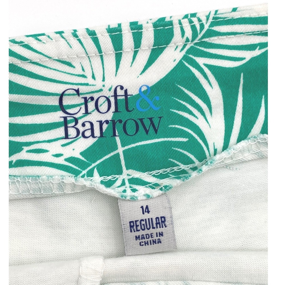 Croft & Barrow Effortless Stretch Skort‎ Womens 14 Green White Palm Tennis Beach - Picture 5 of 7